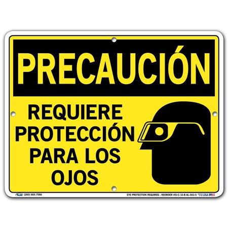 Vestil Aluminum Sign, 9-1/2" Height, 12-1/2" Width, Aluminum, Rectangle, Spanish SI-C-10-B-AL-063-S